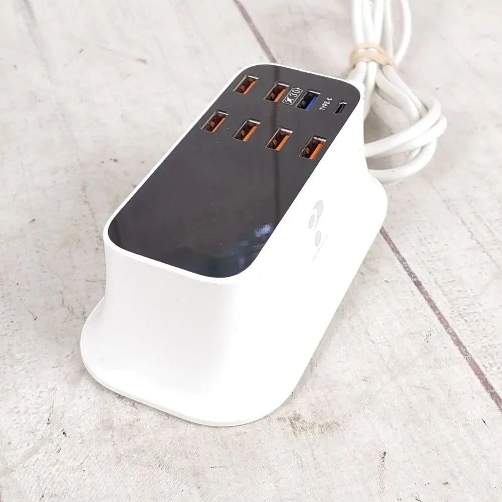 40W USB Charger 8 Ports LCD Display - Type C Quick Charge 3.0 - TESTED WORKING